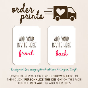 5x7" Ticket Shaped Invitation Printing