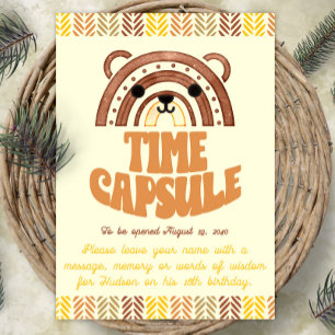 5x7 Time Capsule Boho Woodland Bear Birthday Poster