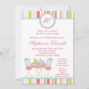 5x7 Trendy Chic Tea Party Birthday Part Invitation