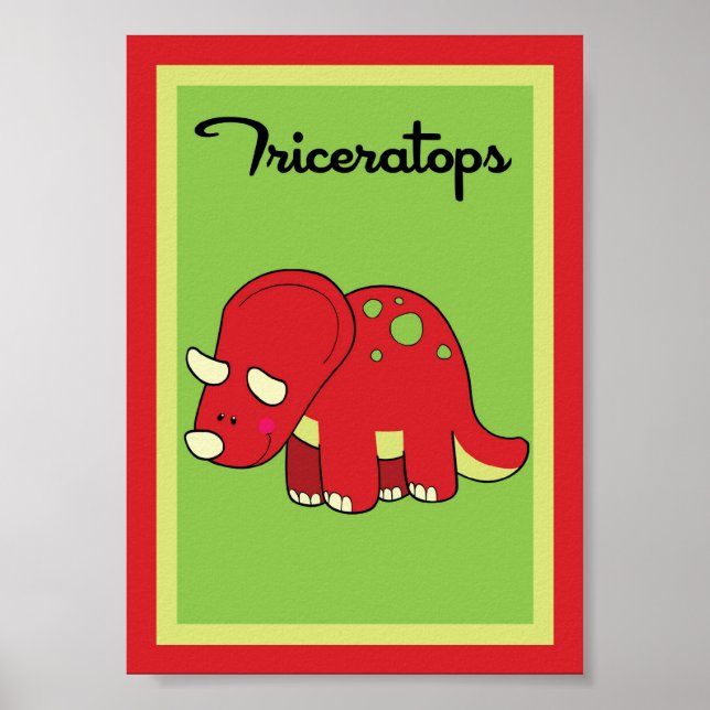 5X7 Triceratops Dinosaurs Wall Art (Front)