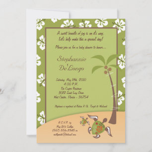 5x7 Tropical Turtle Mama Baby Shower Invitation