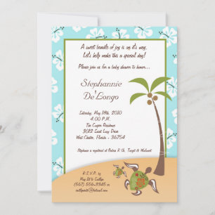 5x7 Tropical Turtle Mama Baby Shower Invitation