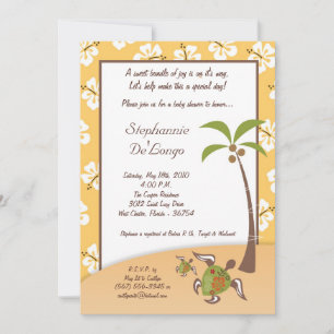 5x7 Tropical Turtle Mama Baby Shower Invitation