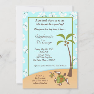 5x7 Tropical Turtle Mama Baby Shower Invitation