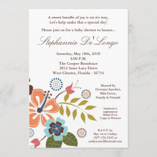 5x7 TropicalHawaiian Flower Baby Shower Invitation