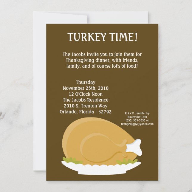 5x7 Turkey Plate Food Thanksgiving Invitation (Front)