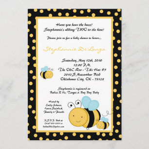 5x7 TWIN Honey Bumble Bee Baby Shower Invitation