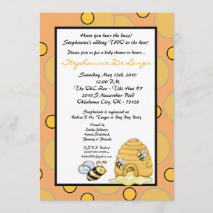 5x7 TWIN Honey Bumble Bee Baby Shower Invitation