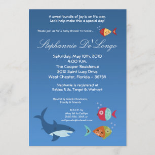 5x7 Under the Sea SharkFish Baby Shower Invitation