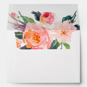 5x7 Watercolor Peony Floral Botanical Liner Decor Envelopes