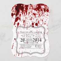 5x7 Wedding Invitation Blood Splatter Vampire Goth
