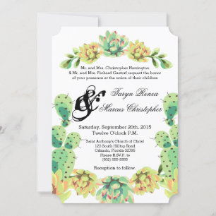 5x7 Wedding Invitation Bohemian Cactus Succulents