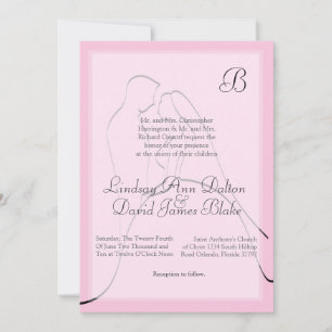 5x7 Wedding Invitation Bride & Groom Pink