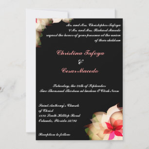 5x7 Wedding Invitation Colourful Lotus Flower Blac