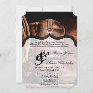 5x7 Wedding Invitation Cowboy Boots Barn Wood Rust