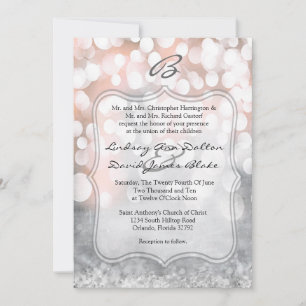 5x7 Wedding Invitation Glitz Pink Sparkles