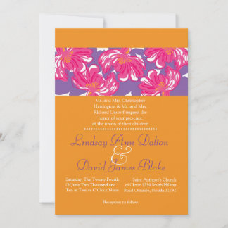 5x7 Wedding Invitation Orange with Purple Banner