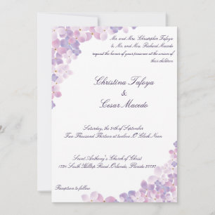 5x7 Wedding Invitation Purple Hydrangea Floral