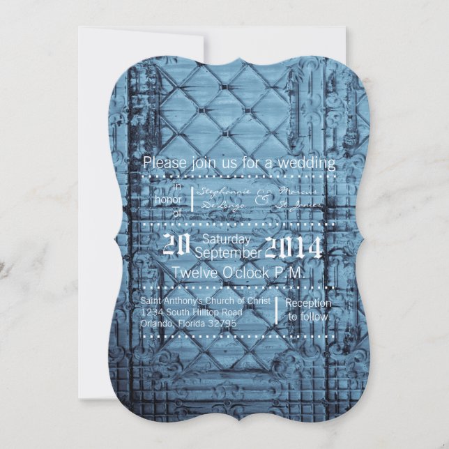 5x7 Wedding Invitation Rustic Tin Panel Ceiling Co (Front)