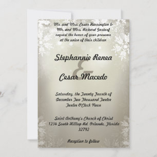 5x7 Wedding Invitation Silver Christmas Blur Light
