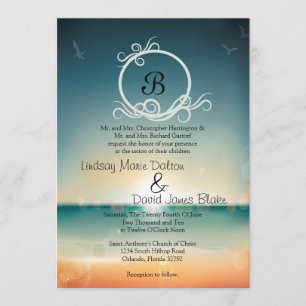 5x7 Wedding Invitation Sunset Beach