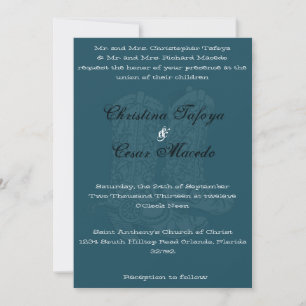 5x7 Wedding Invitation Western Blue Cowboys Boots