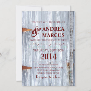 5x7 Wedding Invitation White Wash Wood Barn Door C