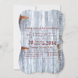 5x7 Wedding Invitation White Wash Wood Barn Door C