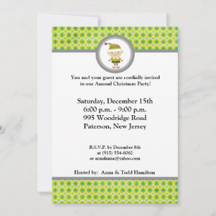 5x7 Winter Elf in Green Invitation