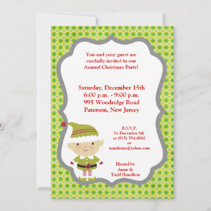 5x7 Winter Elf in Green Invitation