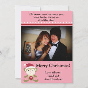 5x7 Winter Monkey in Santa Hat Invitation