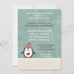 5x7 Winter Penguin Christmas Party Invitation