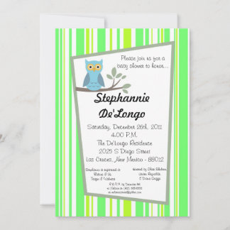 5x7 Woodland Forrest Owl Baby Shower Invitation