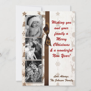 5x7 XMAS Christmas Burlap Deer Doe Buck PHOTO Card