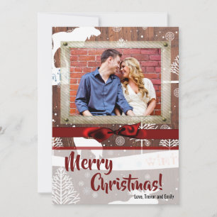 5x7 XMAS Christmas Deer Wood Buck Doe PHOTO Card