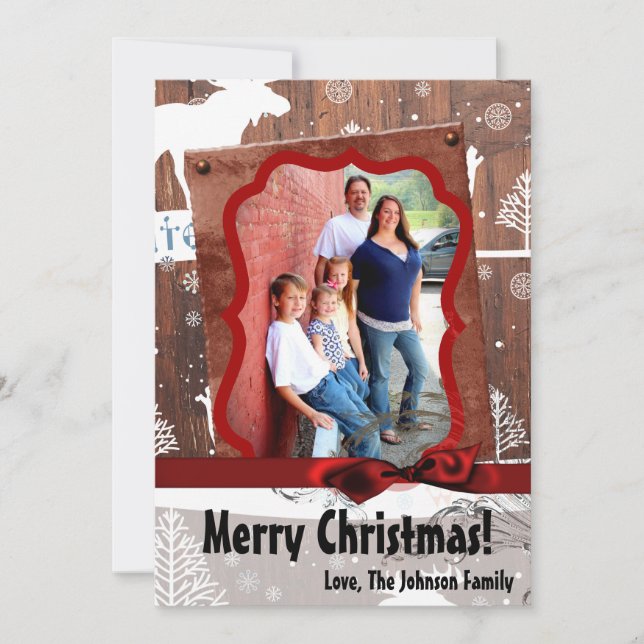 5x7 XMAS Christmas Deer Wood Buck Doe PHOTO Card (Front)