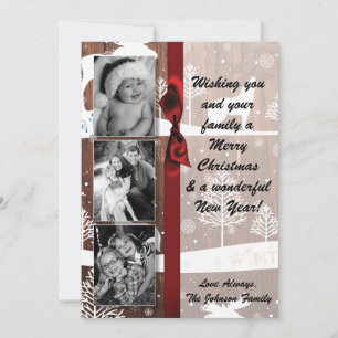 5x7 XMAS Christmas Deer Wood Buck Doe PHOTO Card