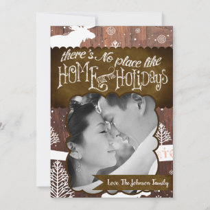 5x7 XMAS Christmas Deer Wood Buck Doe PHOTO Card