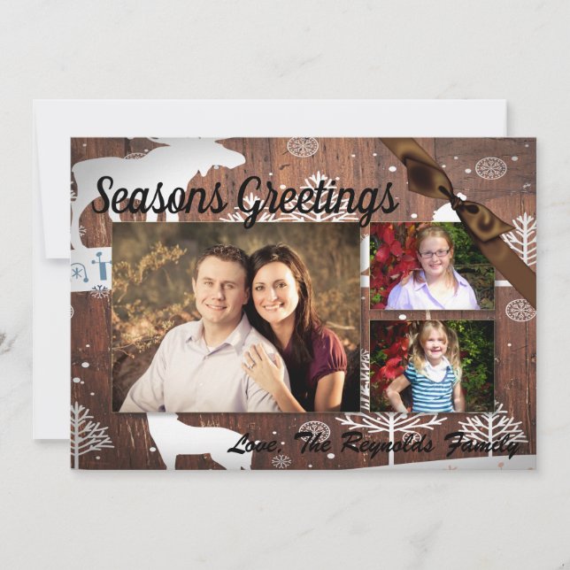 5x7 XMAS Christmas Deer Wood Buck Doe PHOTO Card (Front)