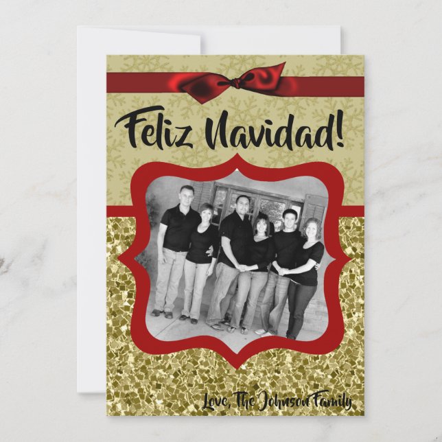 5x7 XMAS Christmas Gold Snowflake Glitt PHOTO Card (Front)