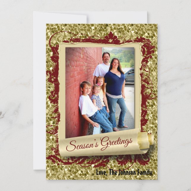 5x7 XMAS Christmas Gold Snowflake Glitt PHOTO Card (Front)