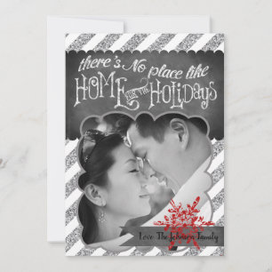 5x7 XMAS Christmas Red Glitter Snowflak PHOTO Card