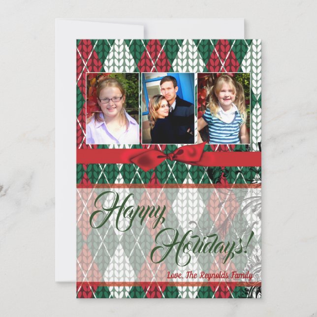5x7 XMAS Christmas Ugly Sweater Green PHOTO Card (Front)