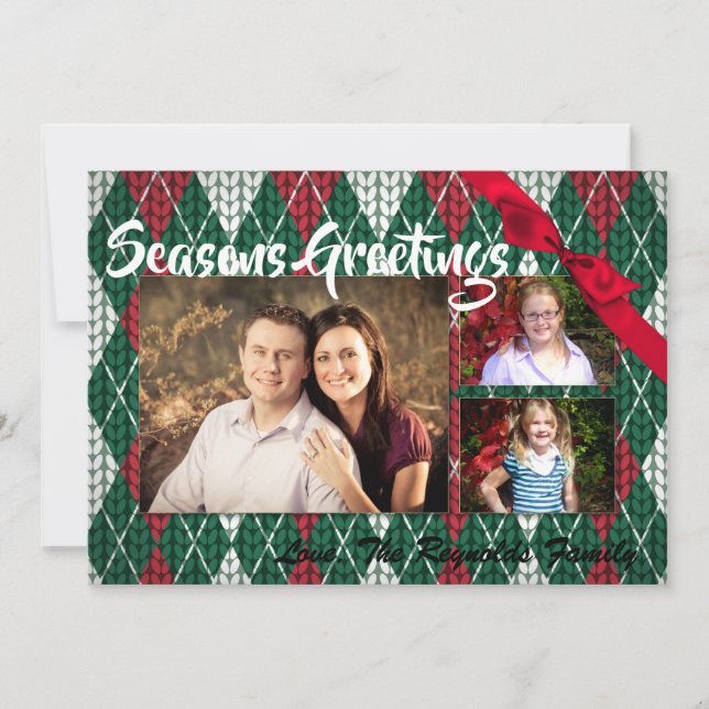 5x7 XMAS Christmas Ugly Sweater Green PHOTO Card (Front)