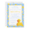 5x7 Yellow Blu Rubber Ducky Baby Shower Invitation