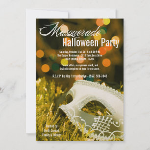 5x7 Yellow Masquerade Halloween Costume Invitation