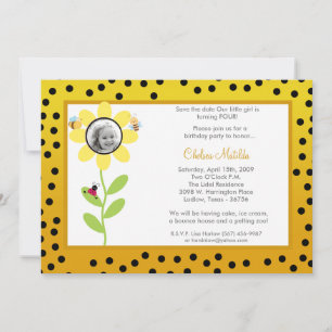 5x7 Yellow Spring Flower Birthday Shower Invite