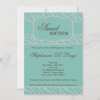 5x7 Zebra Print Birthday Party Invitation