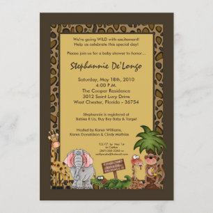 5x7 Zoo Safari Giraffe Monk Baby Shower Invitation