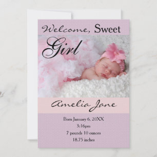 5x7Beautiful Purple Pink Newborn Girl Announcement